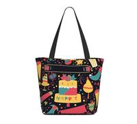 Canvas Tote Bag Happy Birthday Images Women Tote Bag Waterproof Shoulder Bags Lightweight Shopping Bags, For Christmas, Birthday, Graduation, 50x40cm