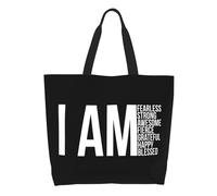 Canvas Tote Bag I Am Fearless, I Am Strong, I Am Blessed Handbag Waterproof Crossbody Bags Print Ladies Purse, For Wedding, Graduation, Holiday, 50x40cm