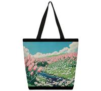 Canvas Tote Bag Little Stream Tulip Shopping Bag School Canvas Shoulder Bags Women Men Fashion Handbag