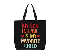 Canvas Tote Bag My Son In Law Is My Favorite Child Women Beach Bag Folding Waterproof Beach Travel Bags, For Wedding, Holiday, Swim, Graduation, Gym