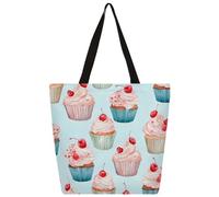 Canvas Tote Bag Paper Cup Cake Shopping Bag School Canvas Shoulder Bags Women Men Fashion Handbag