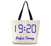 Canvas Tote Bag Perfect Timing 1920 Ladies Shopping Shoulder Bag Girls Shoulder Bags Lightweight Shopping Bags, For School, Holiday, Daily, 50x40cm