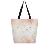 Canvas Tote Bag Pink Clouds Starlight Shopping Bag School Canvas Shoulder Bags Women Men Fashion Handbag