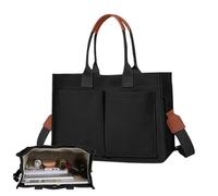 Canvas Tote Bag - Pock Crustbag | Solid Color Shoulder Totta For Women | Low Castale To Use Journalism For Girls | Stylish Fashion Tax Slit | Lightweight Travel Bag, Black, riferimento alla