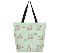 Canvas Tote Bag Stray Cartoon Frog Shopping Bag School Canvas Shoulder Bags Women Men Fashion Handbag