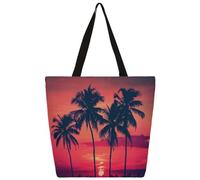 Canvas Tote Bag Sunset Palm Tree Shopping Bag School Canvas Shoulder Bags Women Men Fashion Handbag