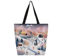 Canvas Tote Bag Sunset Snow Scenery Shopping Bag School Canvas Shoulder Bags Women Men Fashion Handbag