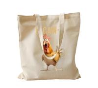 Canvas Tote Bag with Hen Pattern, Funny Hand Bag with Hen | Shoulder Bag | For Travel Beach Work School College Dormitory Gym Shopping Nurse Women Men