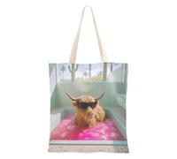 Canvas Tote Bags Palm Springs Mid-century Highland Cow Bath Tote Bag for Women Canvas Tote Bag for School blanks Tote