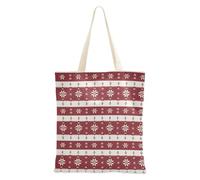 Canvas Tote Bags with Pockets for Women Reusable Teacher Bag Gift, Christmas Red White Knit Snowflakes