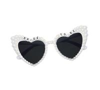 Canvas Trend 1 Piece Bride Sunglasses,Bride To Be Glasses, Faux Pearl White Heart Sunglasses, Heart Team Bride Glasses for Hen Night Party, Bachelorette Party Accessories Fashion Decorations