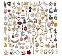 Canvas Trend 110PCS Mixed Charms for Jewellery Making,Bracelet Charms Set DIY Crafts Earring,Bag,Necklace, Keychains, Bracelet for Jewellery Making.