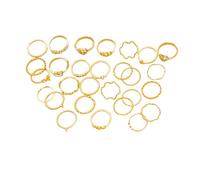 Canvas Trend 28 Pcs Gold Rings for Women,Simple Fashion Gold Plated Ring Set,Bohemian Stacking Ring Sets for Women,Finger Stackable Statement Rings Jewellery for Lady Teen Girls (Mixed Sizes)