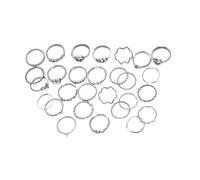 Canvas Trend 28 Pcs Silver Rings for Women,Simple Fashion Plated Ring Set,Bohemian Silver Stacking Ring Sets for Women,Finger Stackable Statement Rings Jewellery for Lady Teen Girls (Mixed Sizes)