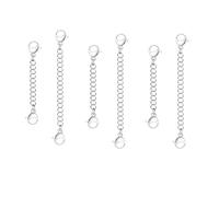 Canvas Trend 6 Pcs Necklace Extender Silver,Double Lobster Claw Buckles Adjustable Silver Chain Extender for Necklace Bracelet Anklets, Stainless Steel Safety Chain for Bracelet, for Jewelry Making