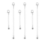 Canvas Trend 6 Pcs Necklace Extender Silver, Heart Shaped Adjustable Silver Chain Extender for Necklace Bracelet Anklets, Stainless Steel Safety Chain for Bracelet, for Jewelry Making