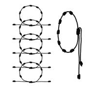 Canvas Trend 6 Pcs String Bracelet, Adjustable 7 Knot Bracelet, Handmade Reds Cord Protection Talisman, for Women, Girls, Boys Good Luck Symbolizing Happiness Bracelets,Mother’s Day Gift (black)