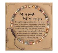 Canvas Trend Inspirational Healing Bracelets for Women Friendship Gifts,Natural Stone Beaded Bracelets for Women Men Meditation,Strength Bracelet with Life is Tough But So Are You Word Card for Yoga