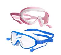Canvas Trend Kids Swimming Goggles,High Definition Large Frame Eye Glasses,with an Ergonomic 3D Frame suitable for Beginners, Swimmers, and Professional Athletes (Blue and white)