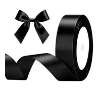 Canvas Trend Multi Functional Ribbons, 2cm Width 22m Length Multiple Colors Satin Ribbon, Ideal for Gift Wrapping, DIY Bouquets, Craft Projects, Wedding Birthday Party Decoration (Black)
