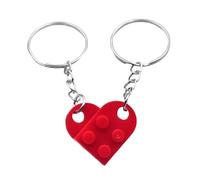 Canvas Trend Red Brick Heart Keyring, Matching Couple Love Keychains, Personalized Gifts for Engagement, Anniversary & Friendship