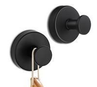 Canvas Trend Suction Cup Hooks,Stainless Steel Wreath Door Hanger Towel Holder Window Multi-Functional Suction Hooks for Bathroom & Shower Hooks.(Black，2pcs (Black)