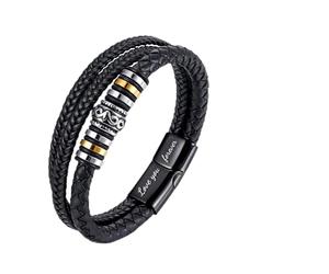 Canvas Trend To My Son Braided Leather Bracelet,Multi-Layer Wristband Personalized Bracelets with a Never Forget How Much I Love You Card Men's Knitting Jewelry Birthdays Christmas Gifts.
