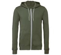 Canvas Unixex Zip-up Polycotton Fleece Hooded Sweatshirt Hoodie Bella + Canvas Bottle Green L