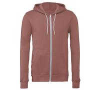 Canvas Unixex Zip-up Polycotton Fleece Hooded Sweatshirt Hoodie Bella + Canvas Mauve M