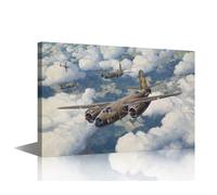 Canvas Wall Art 1 Panel Framed Wall Art B-26 Marauder Wall Paintings Military Fighter Picture Prints on Canvas Wall Decor for Living Room Bedrooms Posters and Prints Ready to Hang 18x12 in