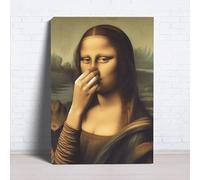 Canvas Wall Art - 11.81x15.75 Inch Waterproof Mona Lisa Painting With Humorous Design | Funny Retro Artwork For Toilet Shower Room | Waterproof Canvas, For Living Room Bedroom Entryway Hallway Hotel