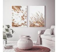 Canvas Wall Art,2 Pictures Set-Abstract Reed Grass Nature Scenery Posters and Prints Sea Landscape Nordic Painting Canvas Pictures Living Kitchen Home Room Decoration-60 * 80cm/(24 * 27inch) Unframed