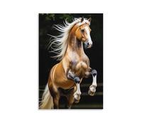 Canvas Wall Art 20"x30"-A Palomino Horse Rearing Up with A White Mane And Tail, Black Lower Legs, And White Hooves -Home Decor Paintings for Home, Bedroom（Unframed ）