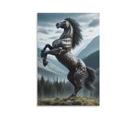 Canvas Wall Art 20"x30"-A Rearing Horse with Leopard-like Spots, Black Mane And Tail, Standing on A Grassy Hill -Home Decor Paintings for Home, Bedroom, or Studio（Unframed ）