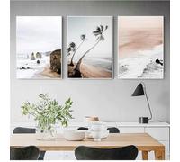 Canvas Wall Art,3 Pictures Set-Abstract Art Prints Coastal Sunrise Nature Scenery Wall Nordic Canvas Art Print Sky Sea Sunset Painting Landscape Living Decor Picture-60*70cm/24*27inch (No Frame)