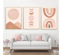 Canvas Wall Art,3 Pictures Set-Boho Abstract Painting Moon Sun Mountain Scenery Landscape Canvas Poster Nordic Print Wall Art Pictures Living Office Room Home Decor-60*70cm/24*27inch (No Frame)