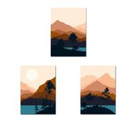 Canvas Wall Art,3 Pictures Set-Landscape Mountain View Prints Abstract Wall Art Minimalist Canvas Poster Painting Forest And Animals Picture Home Living Room Decor-50*60cm/20*24inch (No Frame)