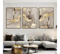 Canvas Wall Art,3 Pictures Set-Marble Beige Gold Abstract Wall Art Posters Luxury Canvas Painting Prints Pictures Artwork Modern Living Office Room Home Decoration-60*70cm/24*27inch (No Frame)