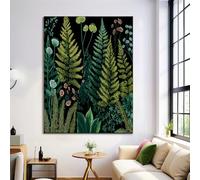 Canvas Wall Art 30X40Cm 1-Piece Fern Forest Large Canvas Prints - Dark Green Art Deco Pictures For Bedroom Walls- Home Decor Wall Pictures For Living Room - Vintage Garden