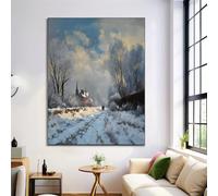 Canvas Wall Art 30X40Cm 1-Piece Nordic Town Large Canvas Prints - Light Gray Art Deco Pictures For Bedroom Walls- Home Decor Wall Pictures For Living Room - Winter Oil Painting