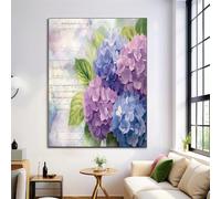 Canvas Wall Art 40X50Cm 1-Piece Watercolor Hydrangea Large Canvas Prints - Lavender Art Deco Pictures For Bedroom Walls- Home Decor Wall Pictures For Living Room - Botanical Postcard