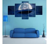 Canvas Wall Art - 5 Panel The Picture Print On Canva Palm Tree Ocean Sunset, Posters And Prints Wall Art Living Room Home Decor L/Without Frame 150 X 80 Cm -0T2K+Y3M