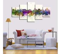 Canvas Wall Art - 5 Panel The Picture Print On Canva Sunrise Landscape Mountains, Posters And Prints Wall Art Living Room Home Decor M/With Frame 100 X 50 Cm-781327836
