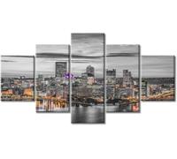 Canvas Wall Art - 5 Panel The Picture Print On Canva Sunrise Landscape Mountains, Posters And Prints Wall Art Living Room Home Decor M/With Frame 100 X 50 Cm-1907776529