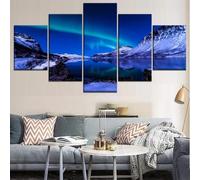Canvas Wall Art 5 Pieces Canvas Painting Natural Landscape Mountains 5 Piece Modern Canvas Artwork Pictures Paintings On Canvas Wall Art For Living Room Home Decor Festival Gift (With Frame -6D0Q+K2