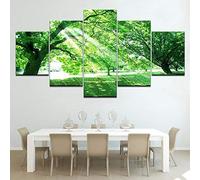 Canvas Wall Art 5 Pieces Forest Sunrise Painting The Picture Print On Canvas - Pictures Modern Artwork - Paintings For Living Room Bedroom Home Deocr (With Frame 150 X 80 Cm) Gift -9X7C/K9B4-2H5G+C6B