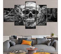 Canvas Wall Art 5 Pieces Skull Face Skeleton Painting The Picture Print On Canvas - Pictures Modern Artwork - Paintings For Living Room Bedroom Home Deocr 150 X 80 Cm / 59.05 X 39.37 Inches -7D5E-Z5H6