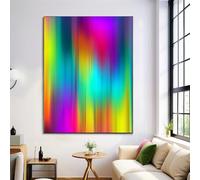 Canvas Wall Art 50X70Cm 1-Piece Abstract Rainbow Large Canvas Prints - Turquoise Art Deco Pictures For Bedroom Walls- Home Decor Wall Pictures For Living Room - Gradient Stripes