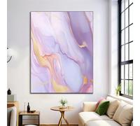 Canvas Wall Art 50X70Cm 1-Piece Abstract Waves Large Canvas Prints - Lavender Art Deco Pictures For Bedroom Walls- Home Decor Wall Pictures For Living Room - Watercolor Marble