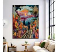 Canvas Wall Art 50X70Cm 1-Piece Cactus Garden Large Canvas Prints - Turquoise Art Deco Pictures For Bedroom Walls- Home Decor Wall Pictures For Living Room - Western Cowboy